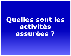 Zone de Texte:  Quelles sont les activits assures ?