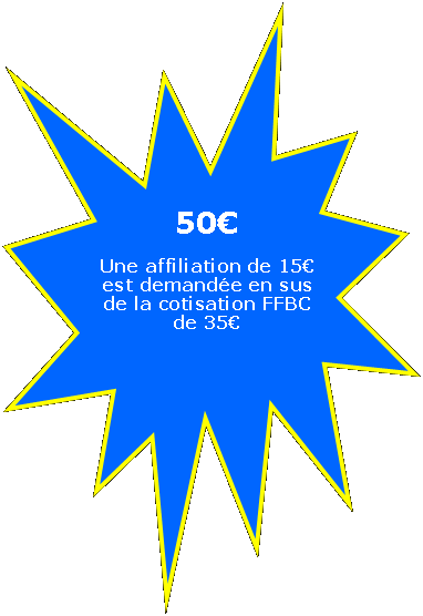 Explosion : 8 points: 60Une affiliation de 20 est demande en sus de la cotisation FFBCde 40